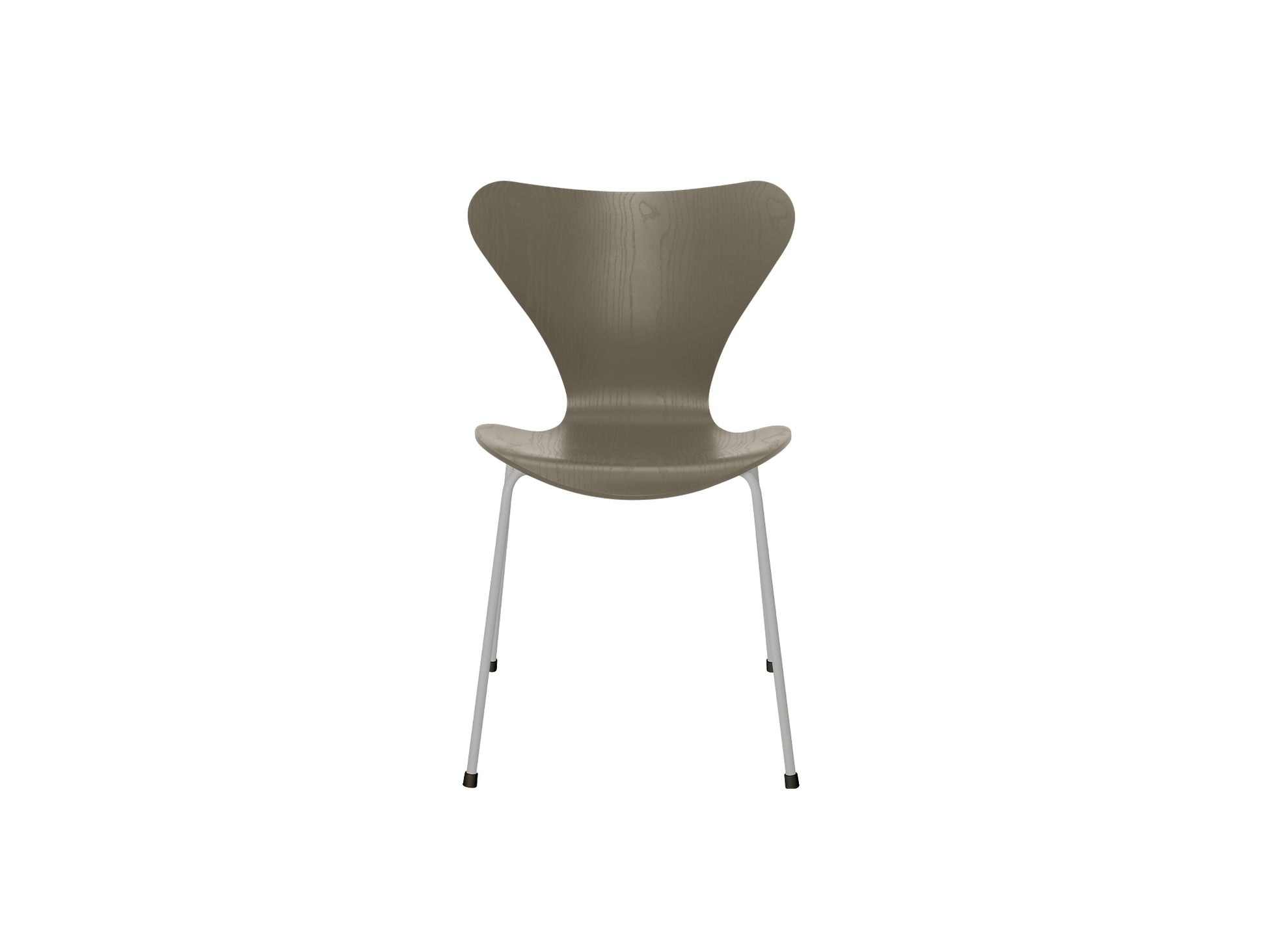 Series 7™ 3107 Dining Chair by Fritz Hansen - Olive Green Coloured Ash Veneer Shell / Nine Grey Steel