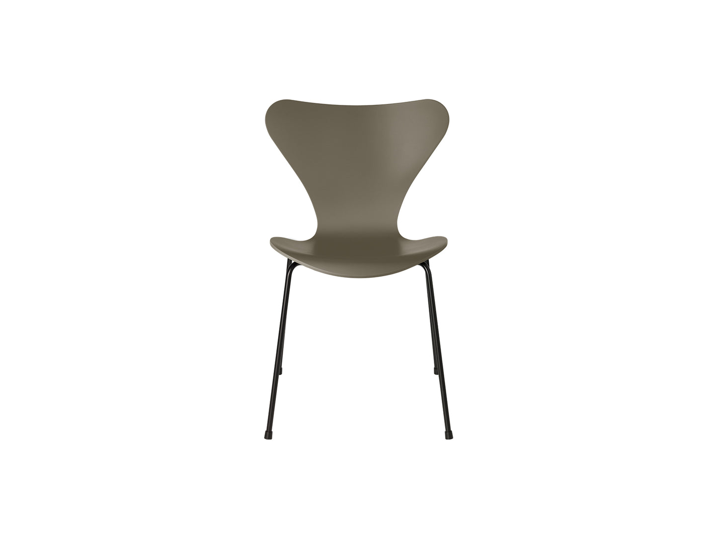 Series 7™ 3107 Dining Chair by Fritz Hansen - Olive Green Lacquered Veneer Shell / Black Steel