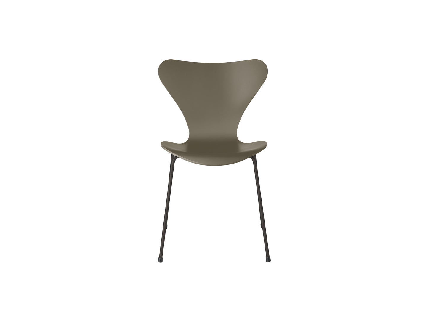 Series 7™ 3107 Dining Chair by Fritz Hansen - Olive Green Lacquered Veneer Shell / Warm Graphite Steel