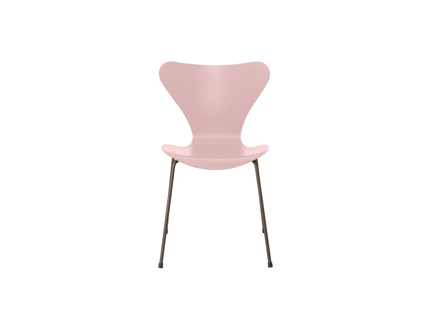 Series 7™ 3107 Dining Chair by Fritz Hansen - Pale Rose Coloured Ash Veneer Shell / Brown Bronze Steel