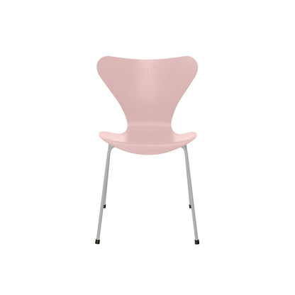 Series 7™ 3107 Dining Chair by Fritz Hansen - Pale Rose Coloured Ash Veneer Shell / Nine Grey Steel
