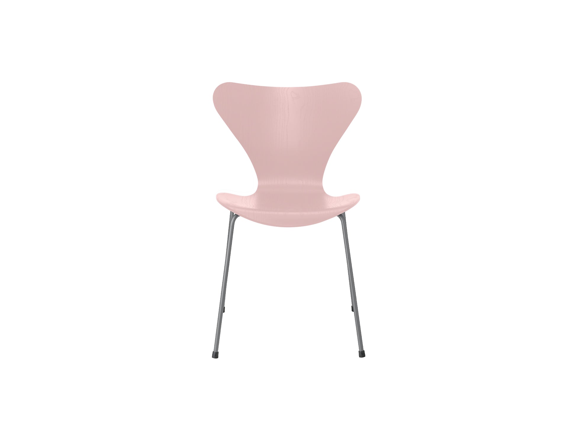 Series 7™ 3107 Dining Chair by Fritz Hansen - Pale Rose Coloured Ash Veneer Shell / Silver Grey Steel