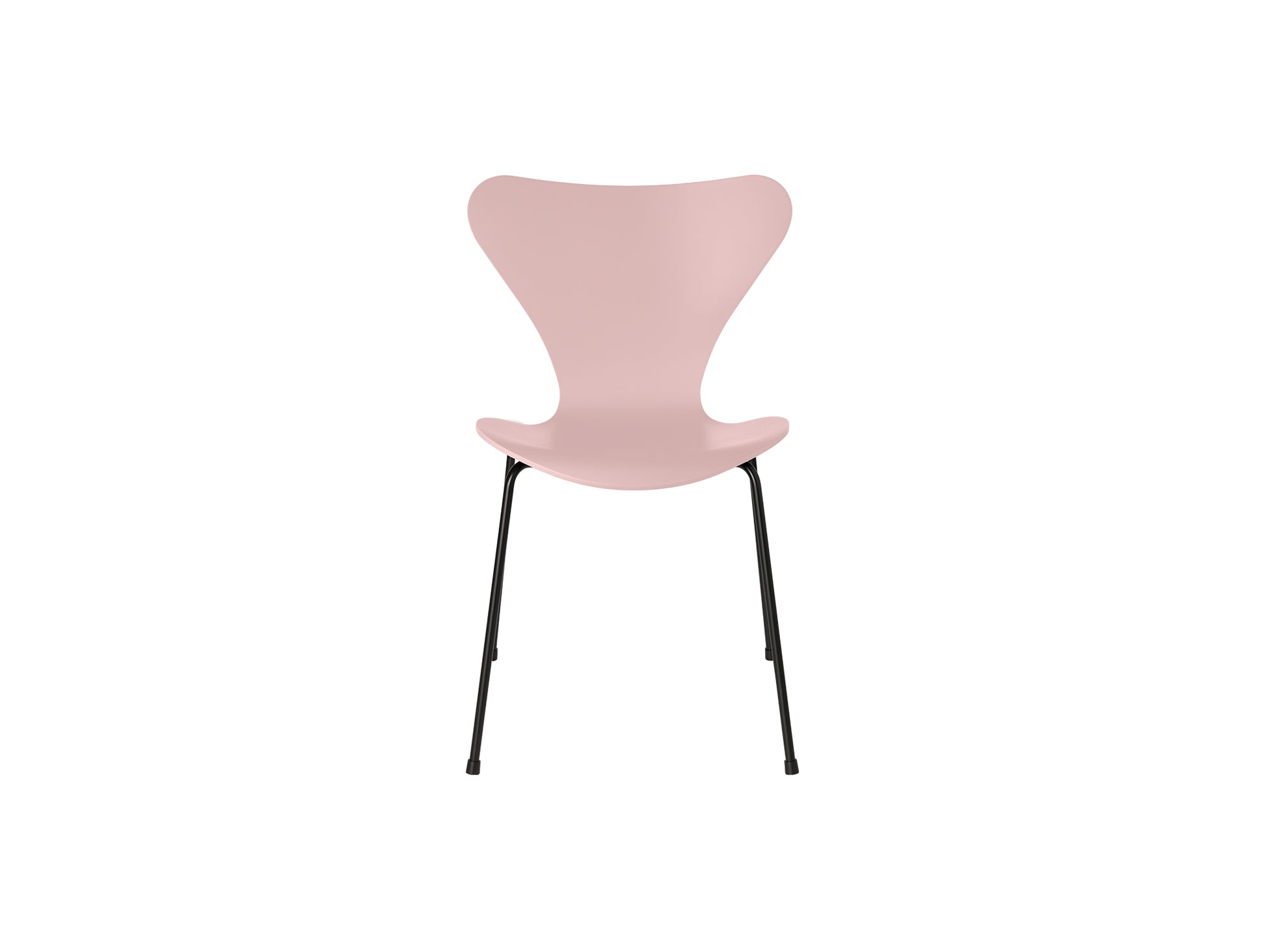 Series 7™ 3107 Dining Chair by Fritz Hansen - Pale Rose Lacquered Veneer Shell / Black Steel