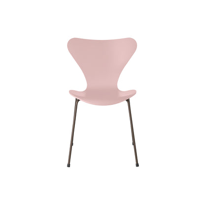 Series 7™ 3107 Dining Chair by Fritz Hansen - Pale Rose Lacquered Veneer Shell / Brown Bronze Steel