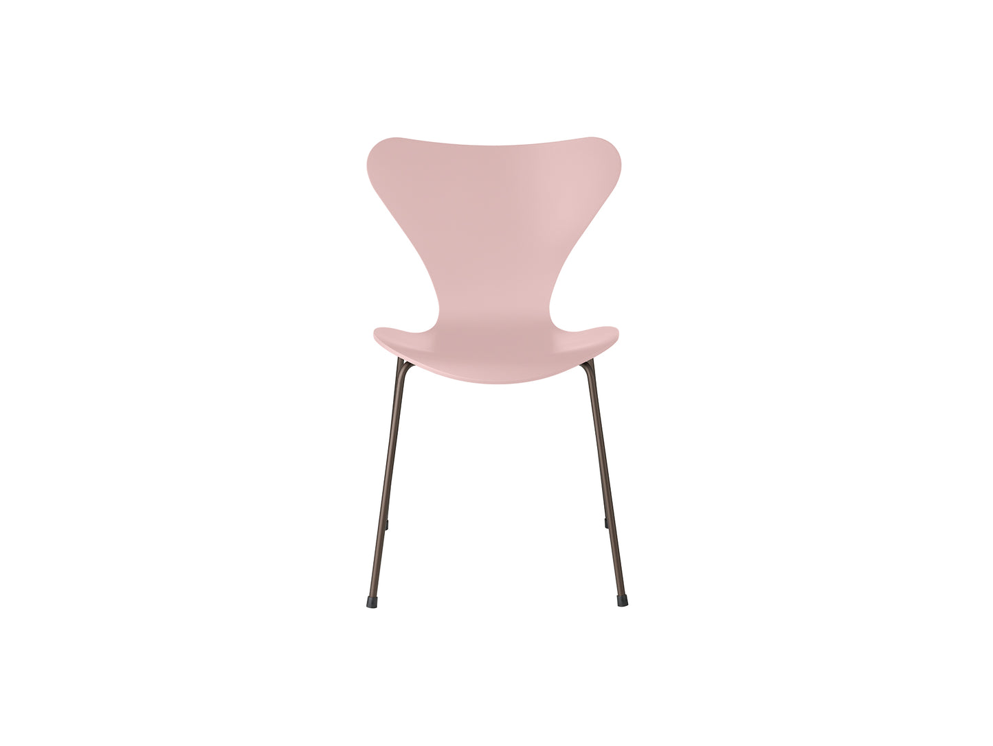 Series 7™ 3107 Dining Chair by Fritz Hansen - Pale Rose Lacquered Veneer Shell / Brown Bronze Steel