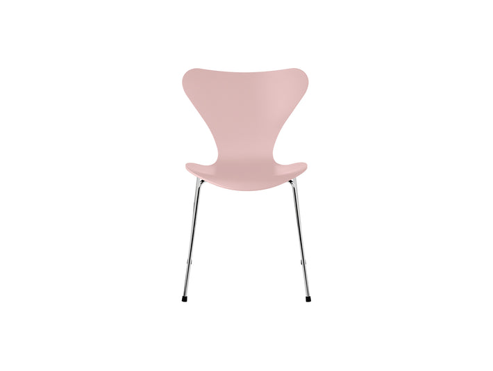 Series 7™ 3107 Dining Chair by Fritz Hansen - Pale Rose Lacquered Veneer Shell / Chromed Steel
