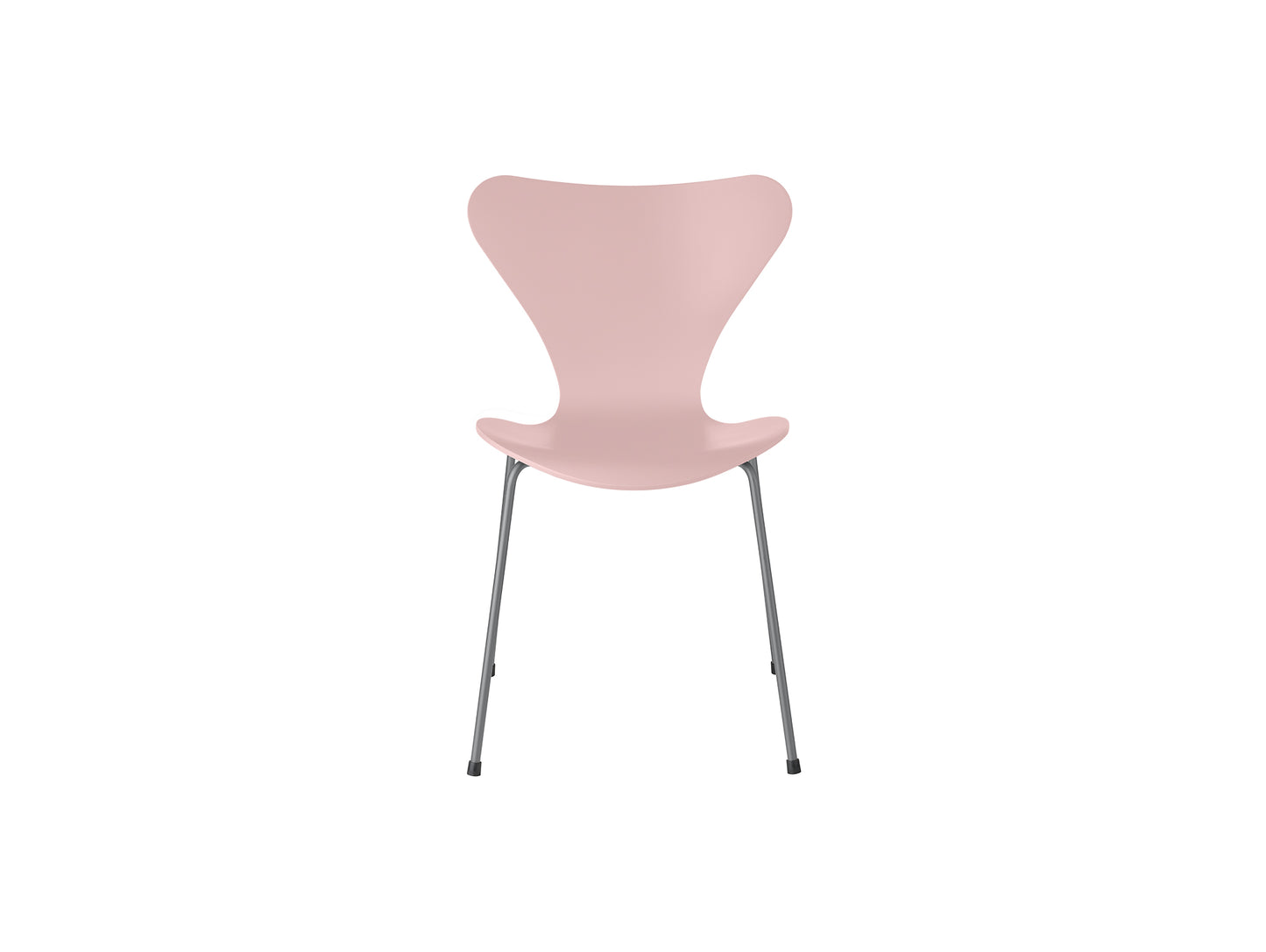 Series 7™ 3107 Dining Chair by Fritz Hansen - Pale Rose Lacquered Veneer Shell / Silver Grey Steel