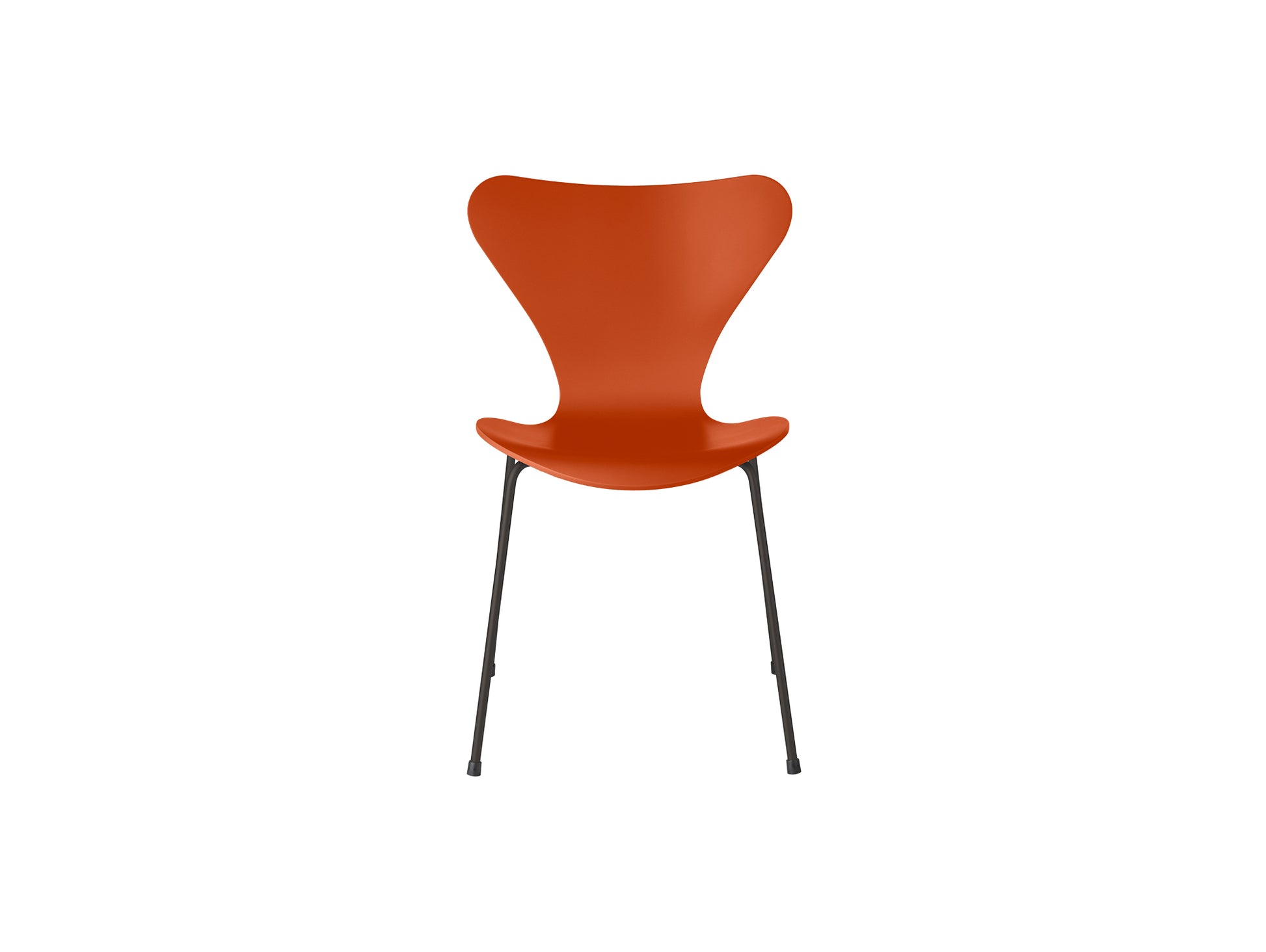 Series 7™ 3107 Dining Chair by Fritz Hansen - Paradise Orange Lacquered Veneer Shell / Warm Graphite Steel