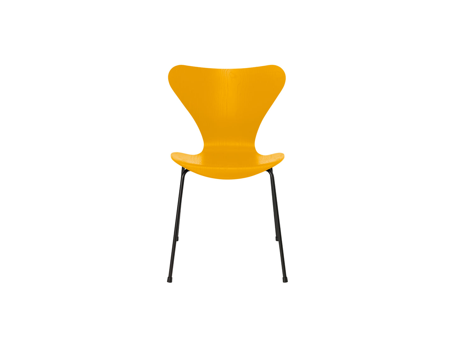 Series 7™ 3107 Dining Chair by Fritz Hansen - True Yellow Coloured Ash Veneer Shell / Black Steel