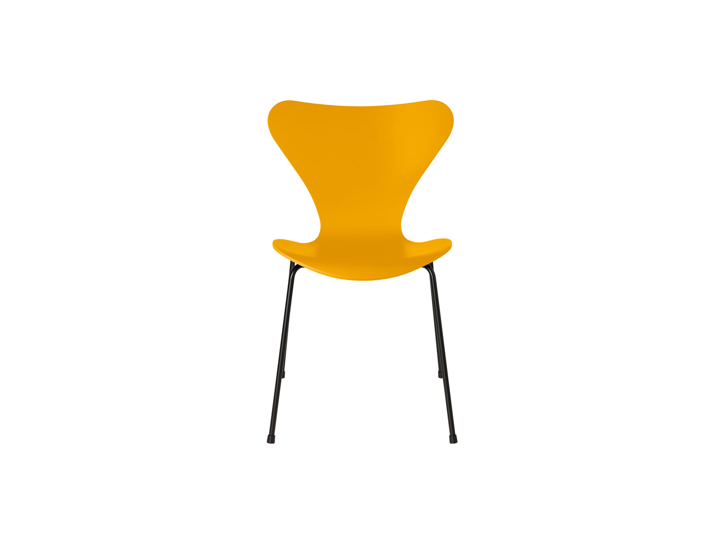 Series 7™ 3107 Dining Chair by Fritz Hansen - True Yellow Lacquered Veneer Shell / Black Steel