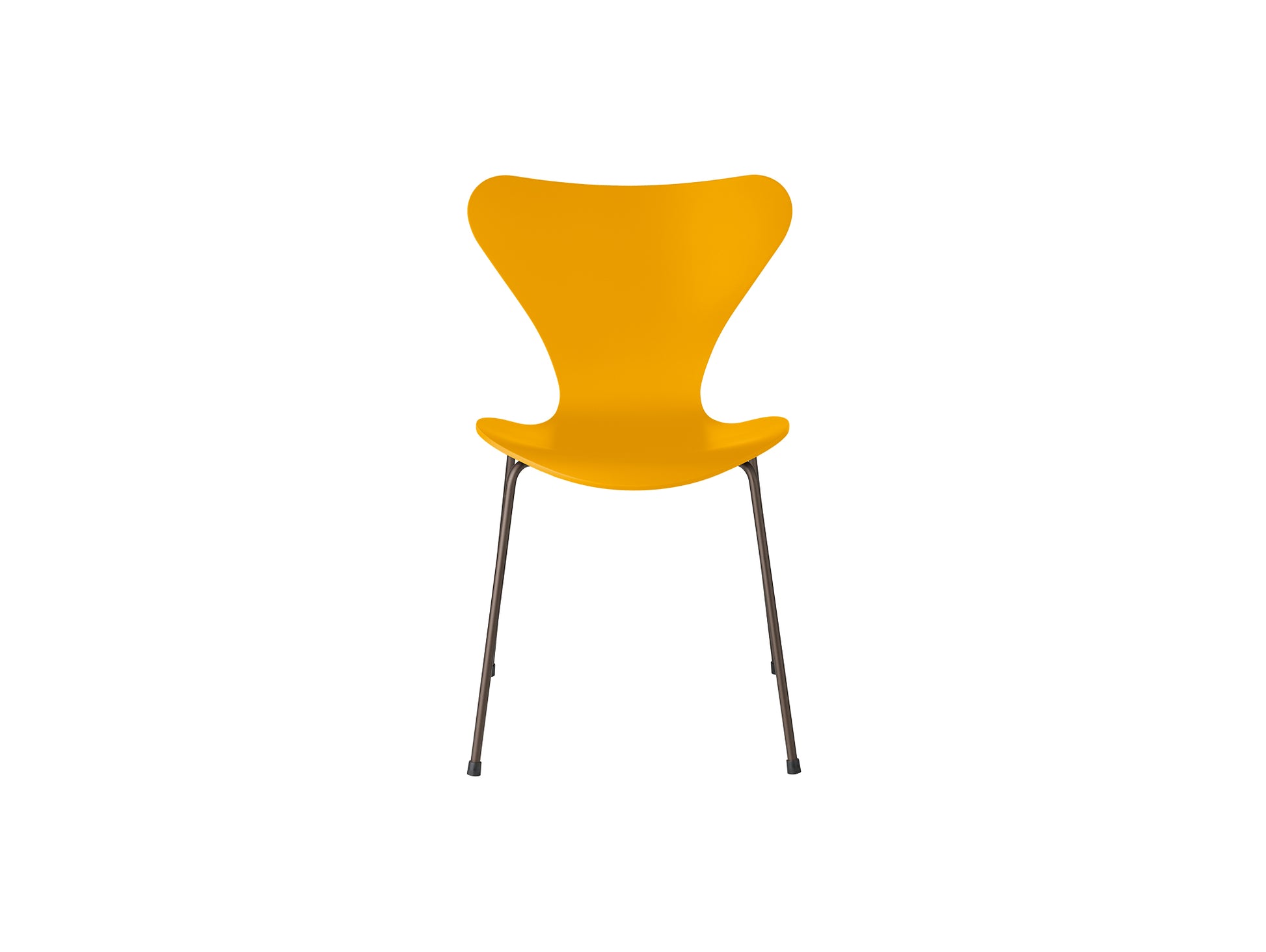 Series 7™ 3107 Dining Chair by Fritz Hansen - True Yellow Lacquered Veneer Shell / Brown Bronze Steel