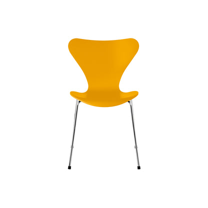Series 7™ 3107 Dining Chair by Fritz Hansen - True Yellow Lacquered Veneer Shell / Chromed Steel