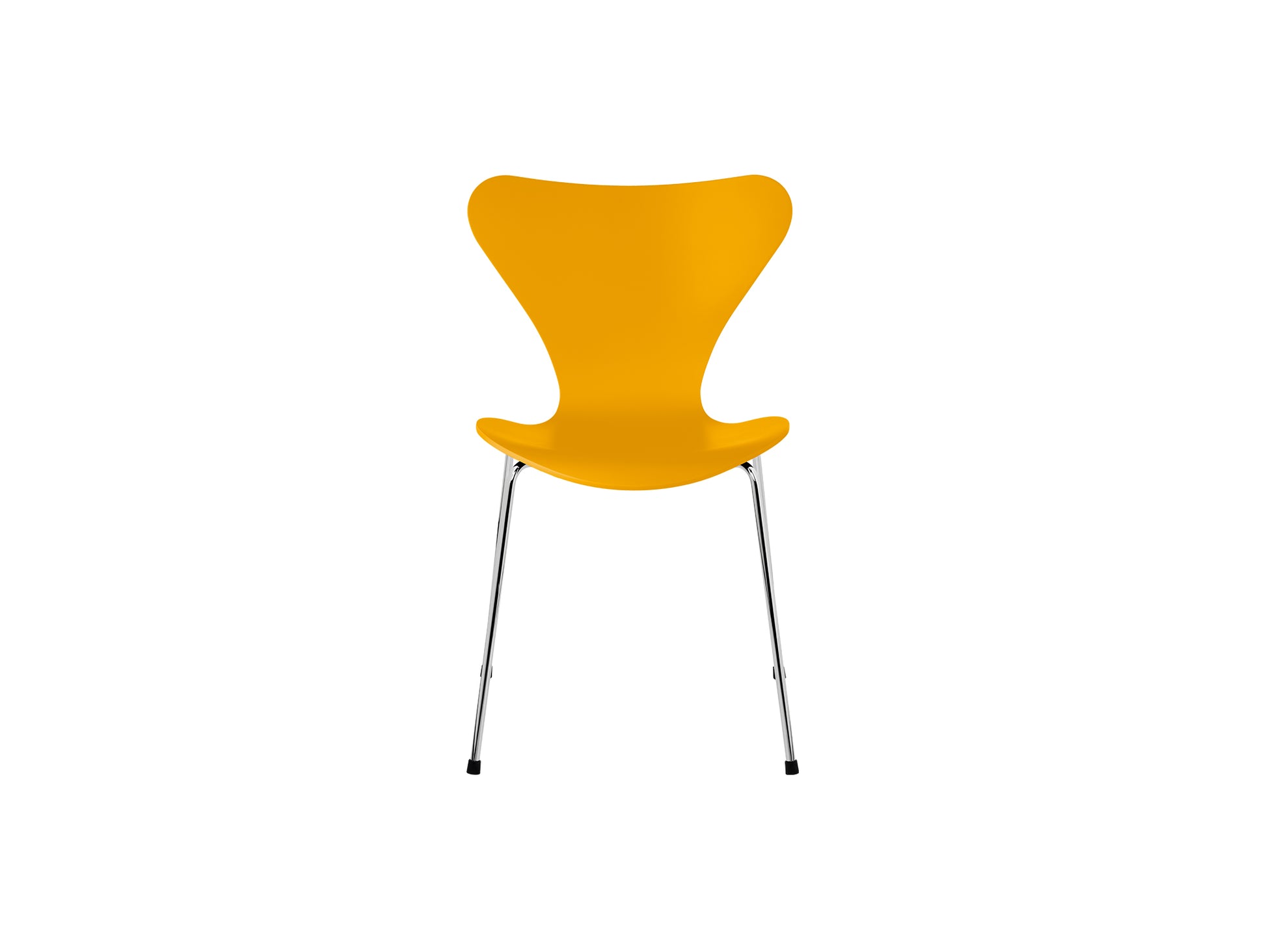 Series 7™ 3107 Dining Chair by Fritz Hansen - True Yellow Lacquered Veneer Shell / Chromed Steel