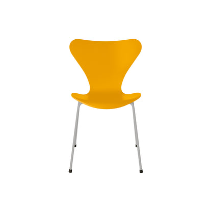 Series 7™ 3107 Dining Chair by Fritz Hansen - True Yellow Lacquered Veneer Shell / Nine Grey Steel