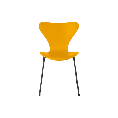 Series 7™ 3107 Dining Chair by Fritz Hansen - True Yellow Lacquered Veneer Shell / Warm Graphite Steel