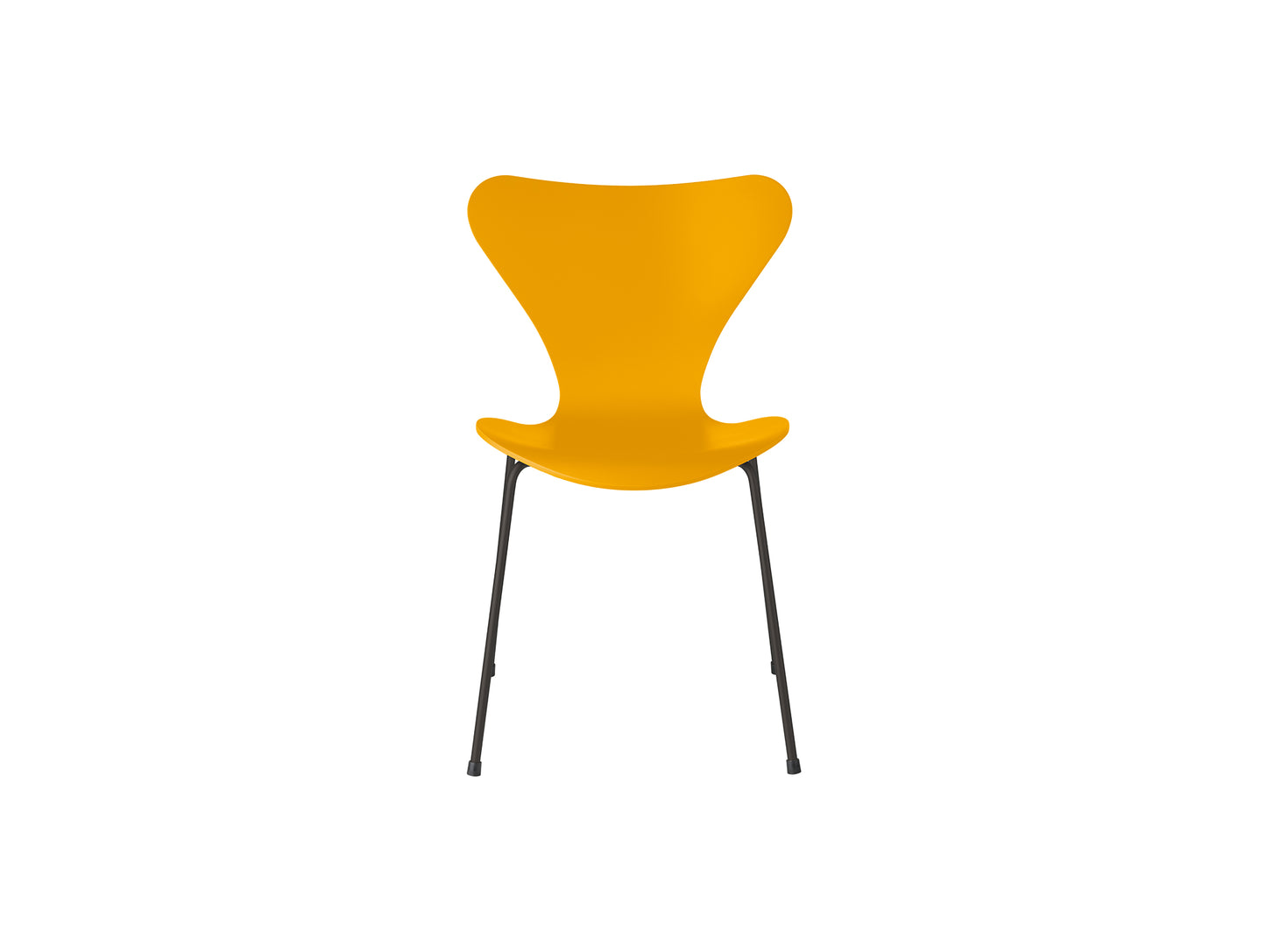 Series 7™ 3107 Dining Chair by Fritz Hansen - True Yellow Lacquered Veneer Shell / Warm Graphite Steel