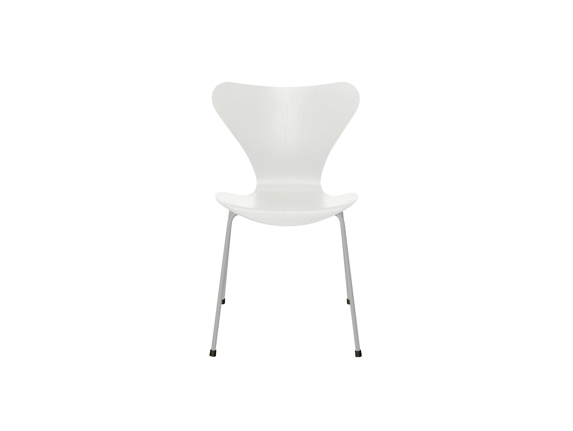 Series 7™ 3107 Dining Chair by Fritz Hansen - White Coloured Ash Veneer Shell / Nine Grey Steel