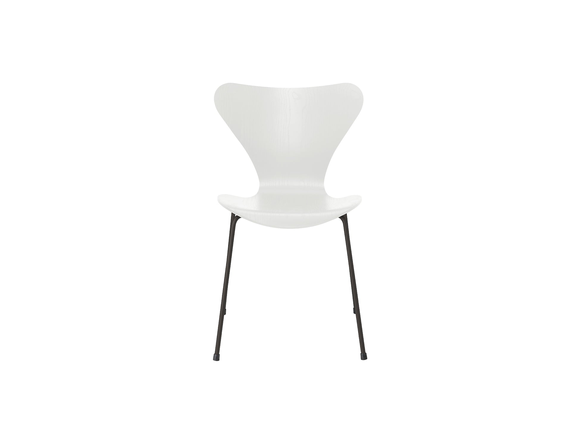Series 7™ 3107 Dining Chair by Fritz Hansen - White Coloured Ash Veneer Shell / Warm Graphite Steel