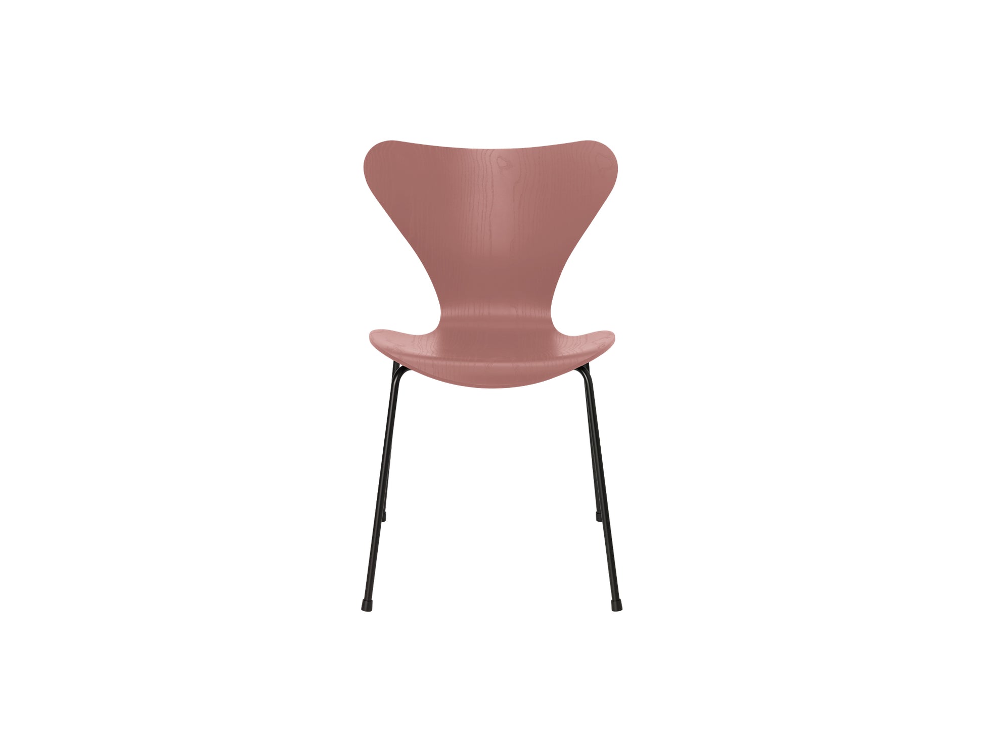 Series 7™ 3107 Dining Chair by Fritz Hansen - Wild Rose Coloured Ash Veneer Shell / Black Steel