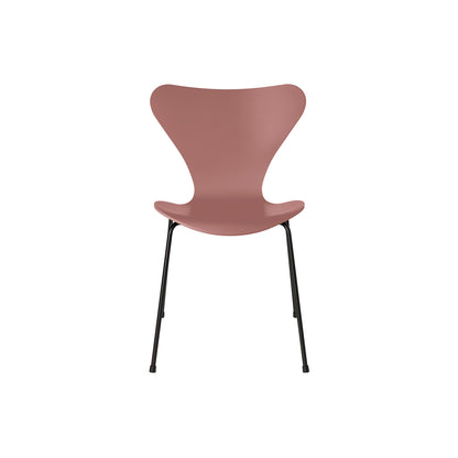 Series 7™ 3107 Dining Chair by Fritz Hansen - Wild Rose Lacquered Veneer Shell / Black Steel