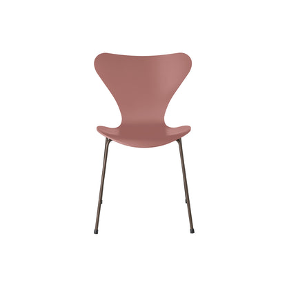 Series 7™ 3107 Dining Chair by Fritz Hansen - Wild Rose Lacquered Veneer Shell / Brown Bronze Steel