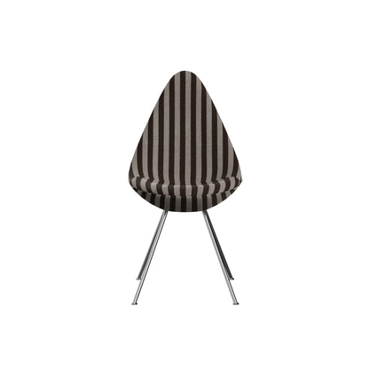 Drop Dining Chair 3110 by Fritz Hansen -  Chromed Steel / Voulez-Vous Brown & Beige