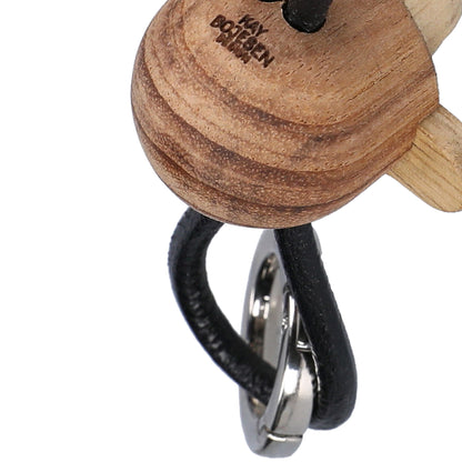 Monkey Silver Metal Keychain with Black Leather by Kay Bojesen