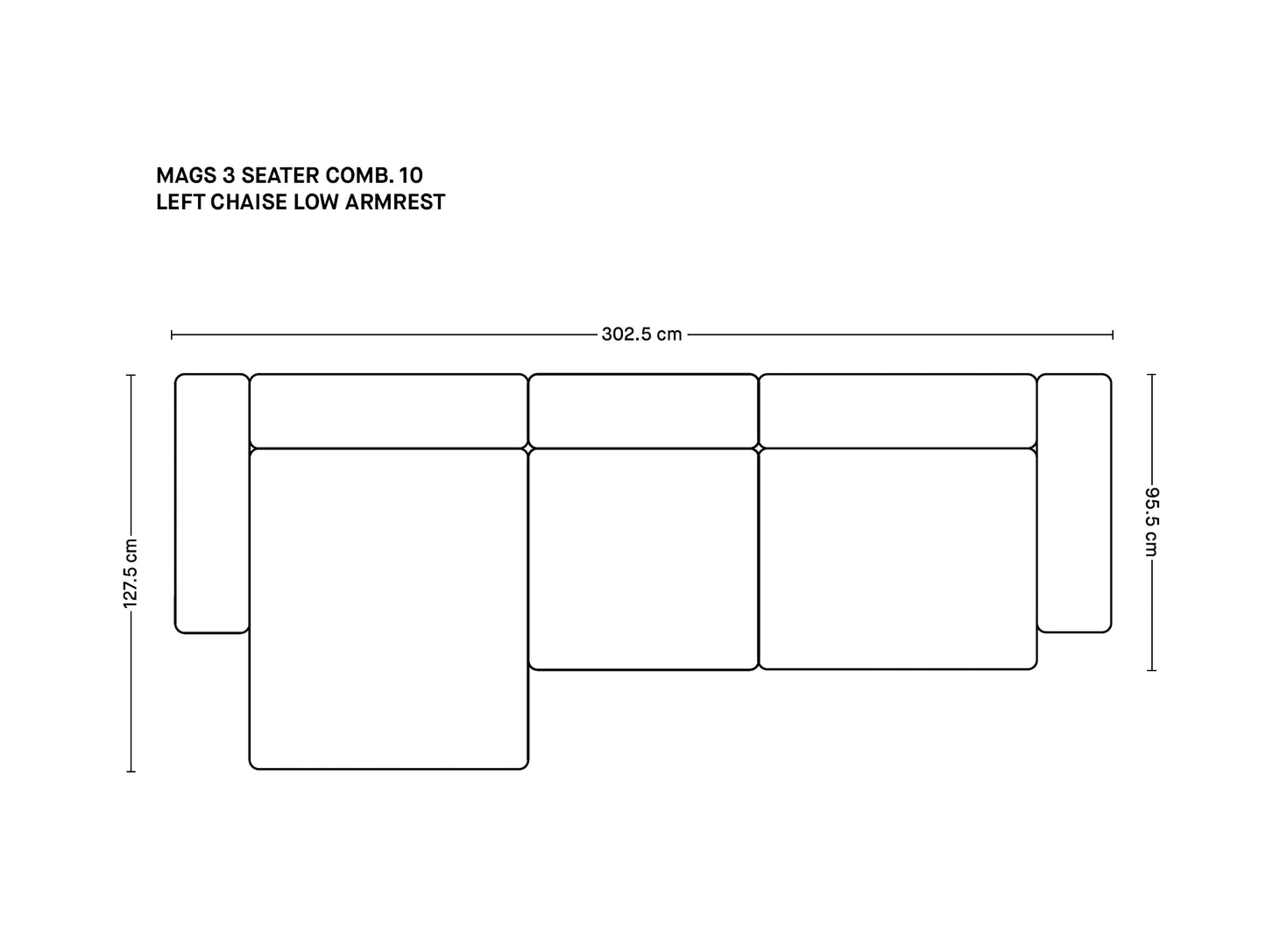 Mags 3 Seater Sofa (Low Armrest)
