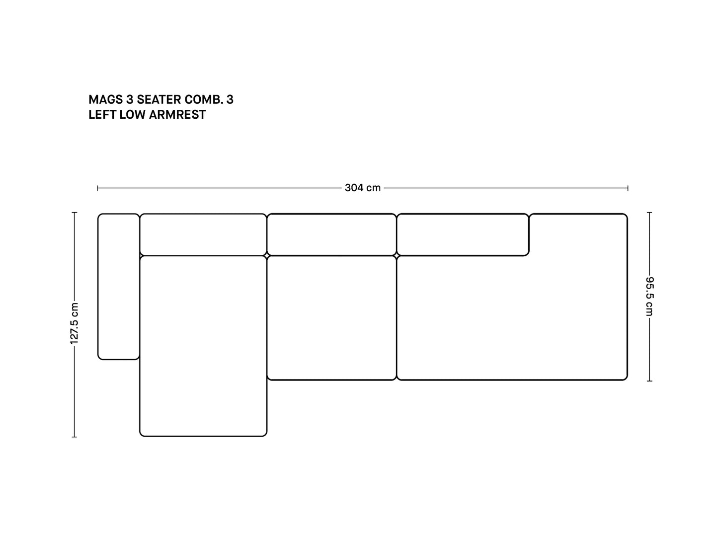 Mags 3 Seater Sofa (Low Armrest)