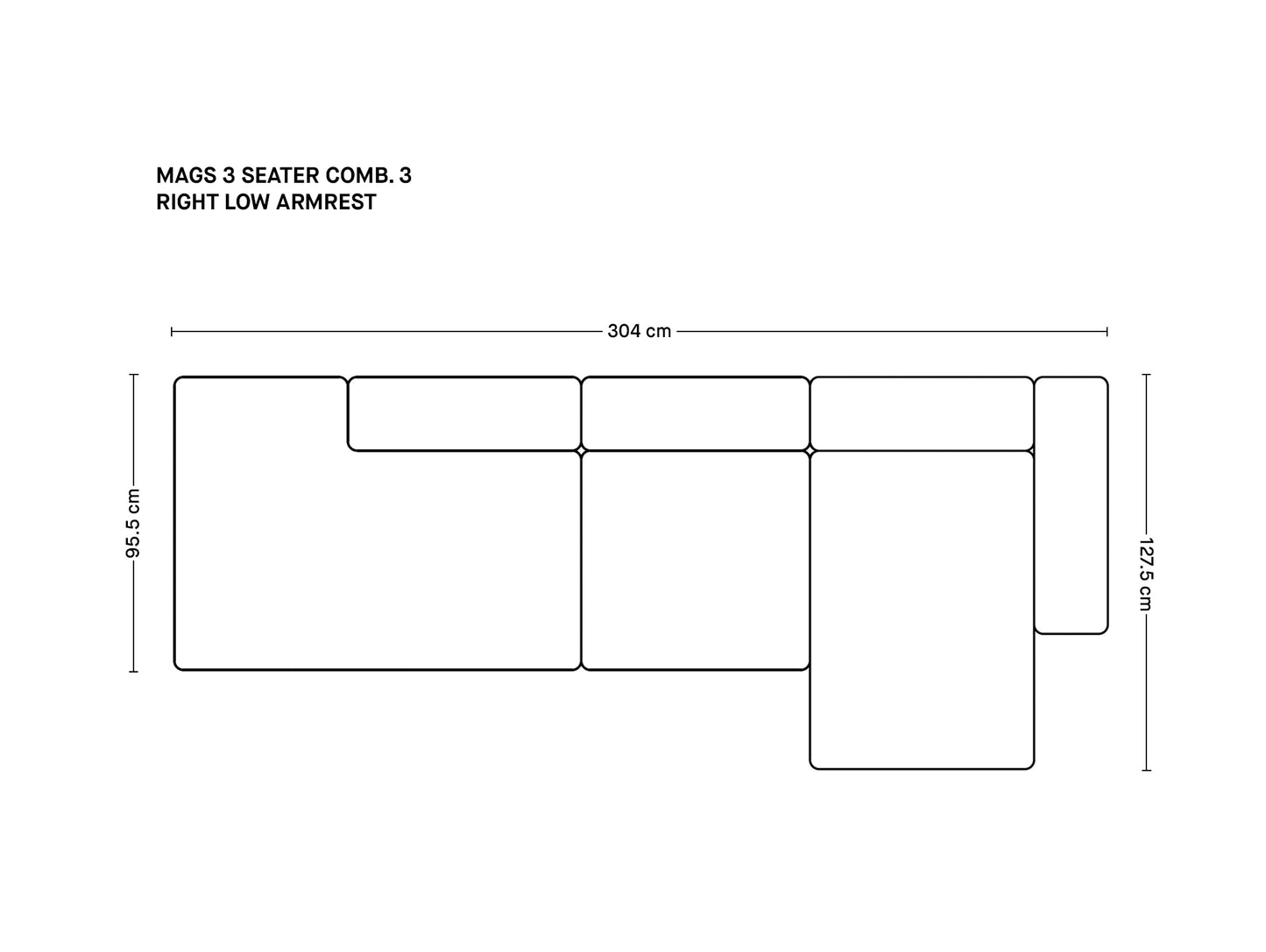 Mags 3 Seater Sofa (Low Armrest)