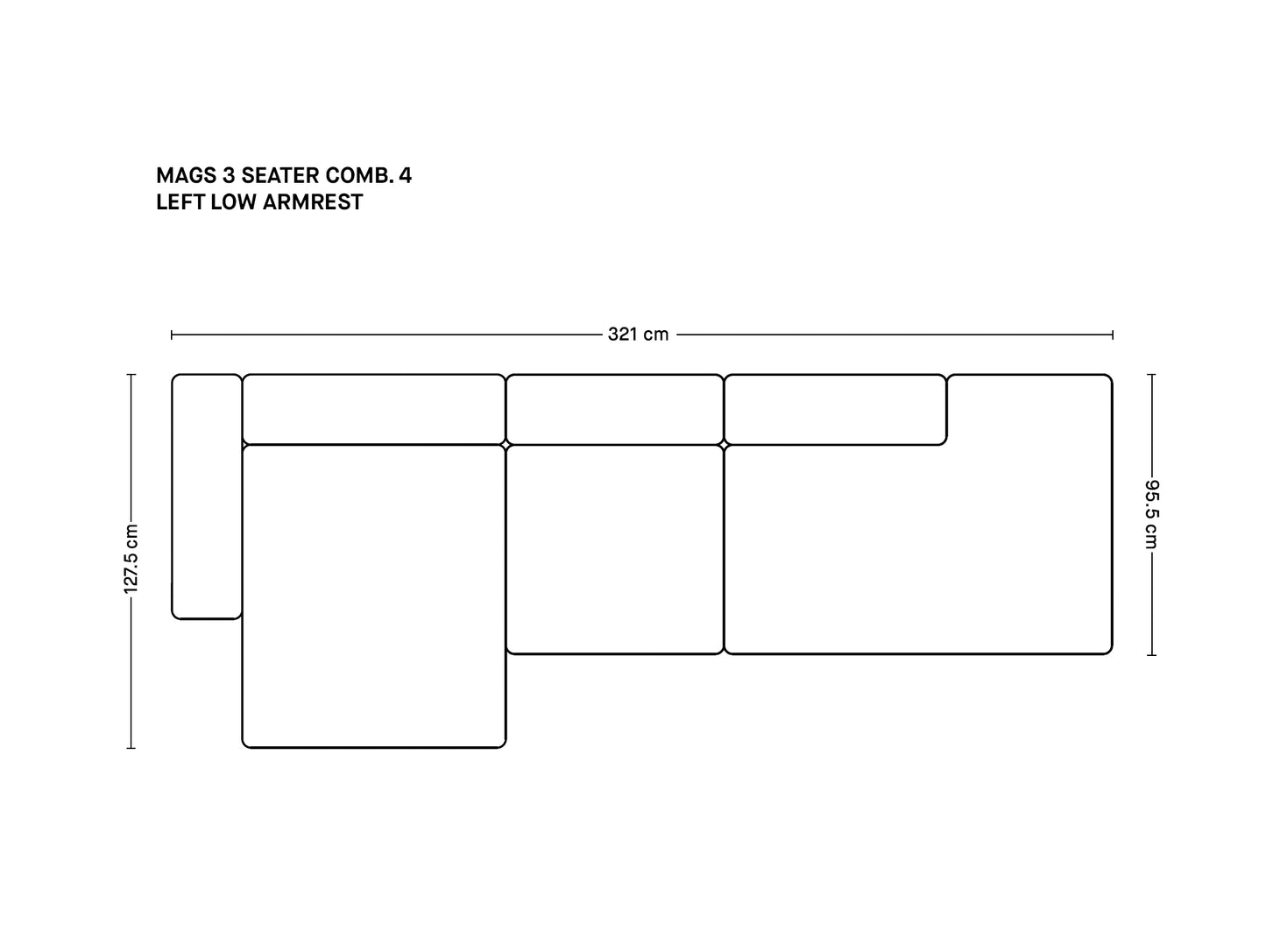 Mags 3 Seater Sofa (Low Armrest)