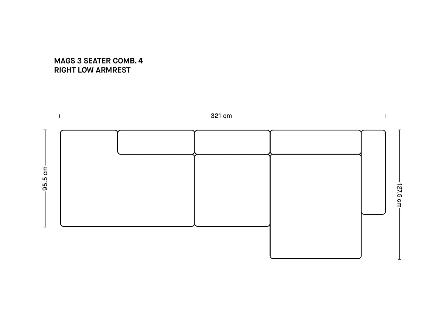 Mags 3 Seater Sofa (Low Armrest)