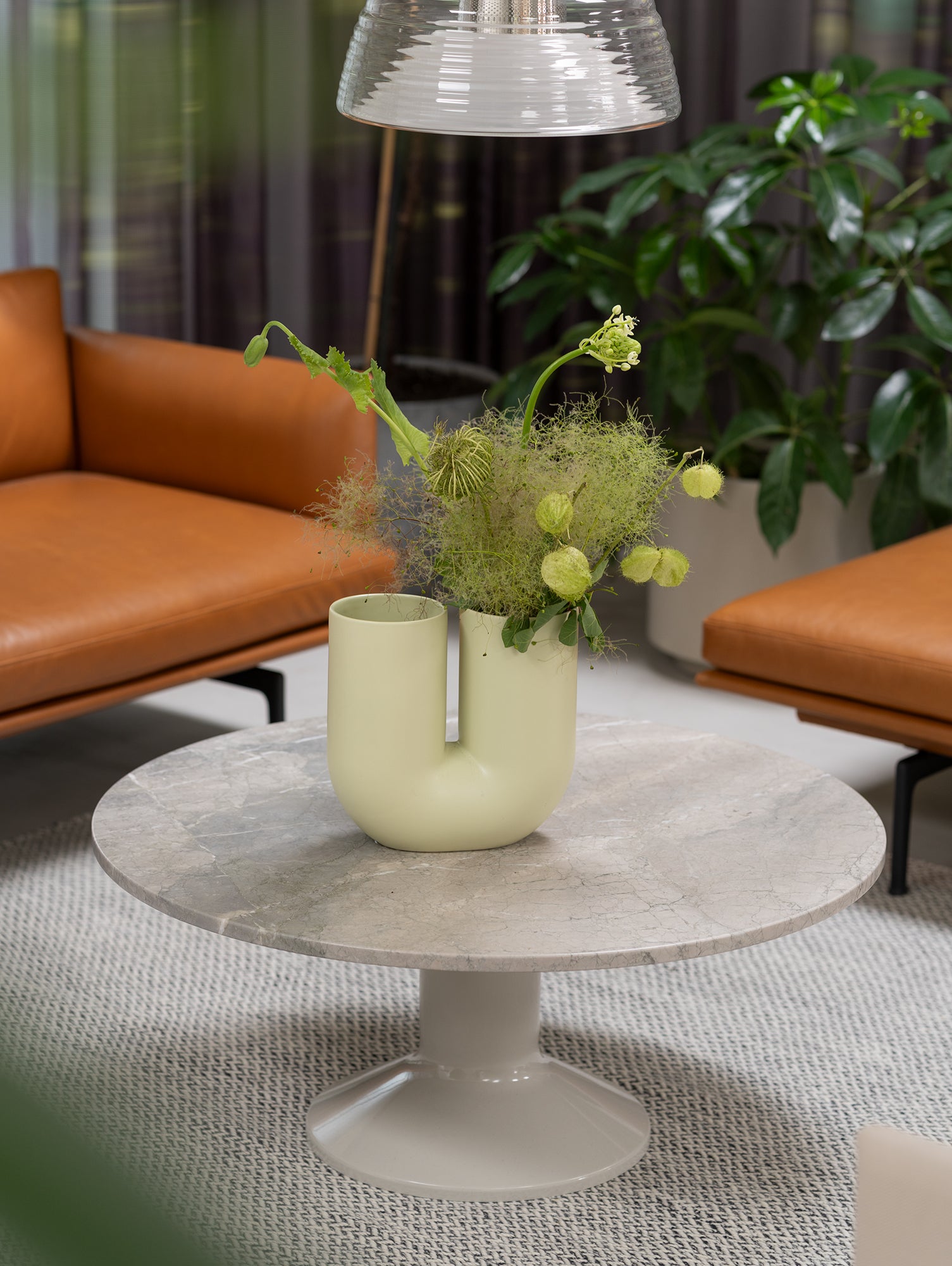Midst Coffee Table by Muuto - Grey Marble Tabletop / Grey Steel Base