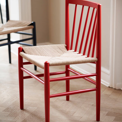 J80 Chair by FDB Mobler - Ruby Red Painted Beech