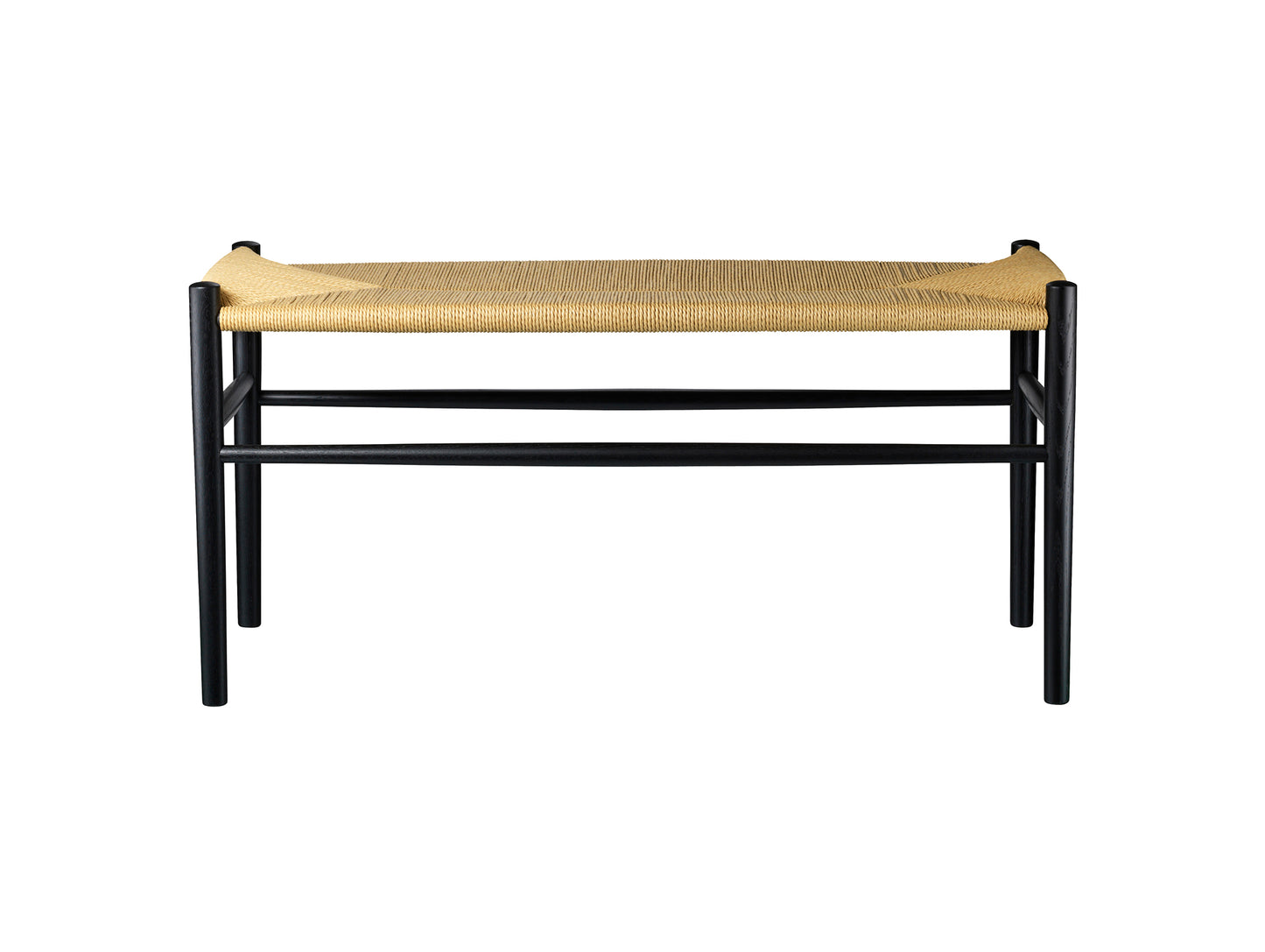 J163 Bench by FDB Mobler - Base: Black Painted Beech / Seat: Nature Paper Cord
