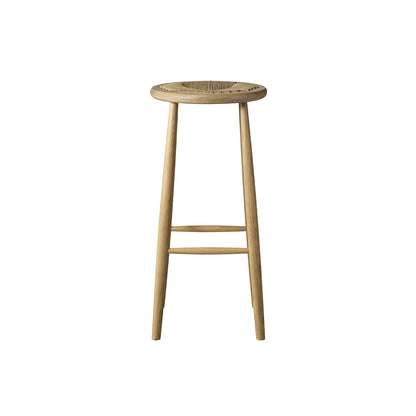 J165C Bar Stool by FDB Mobler - Base: Lacquered Oak / Seat: Nature Paper Cord