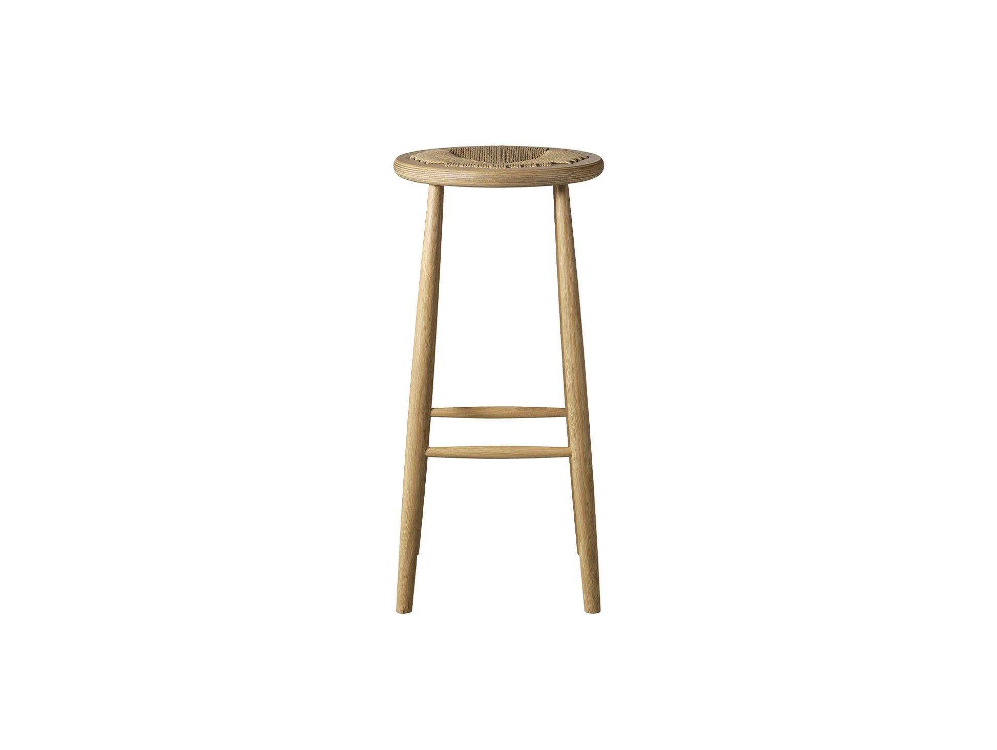 J165C Bar Stool by FDB Mobler - Base: Lacquered Oak / Seat: Nature Paper Cord