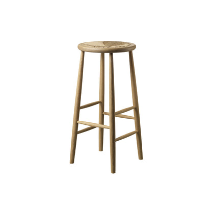 J165C Bar Stool by FDB Mobler - Base: Lacquered Oak / Seat: Nature Paper Cord