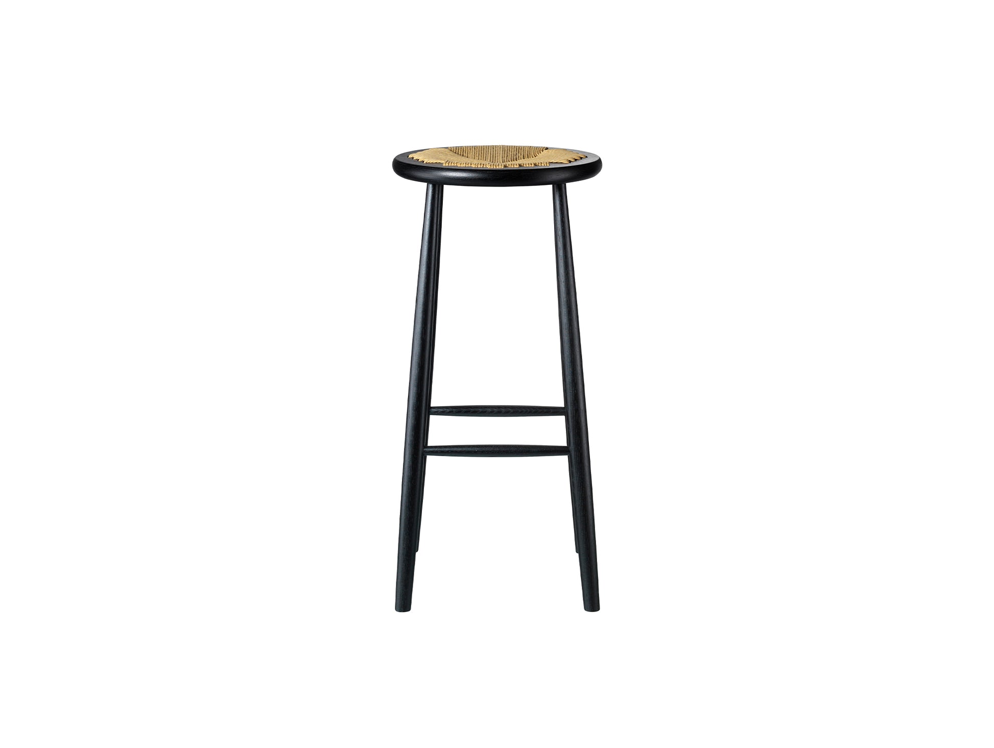 J165C Bar Stool by FDB Mobler - Base: Black Painted Beech / Seat: Nature Paper Cord