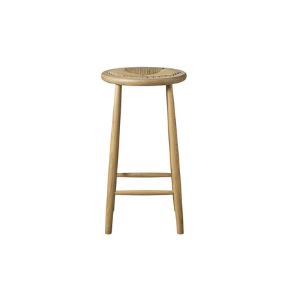 J165B Counter Stool by FDB Mobler - Base: Lacquered Oak / Seat: Nature Paper Cord