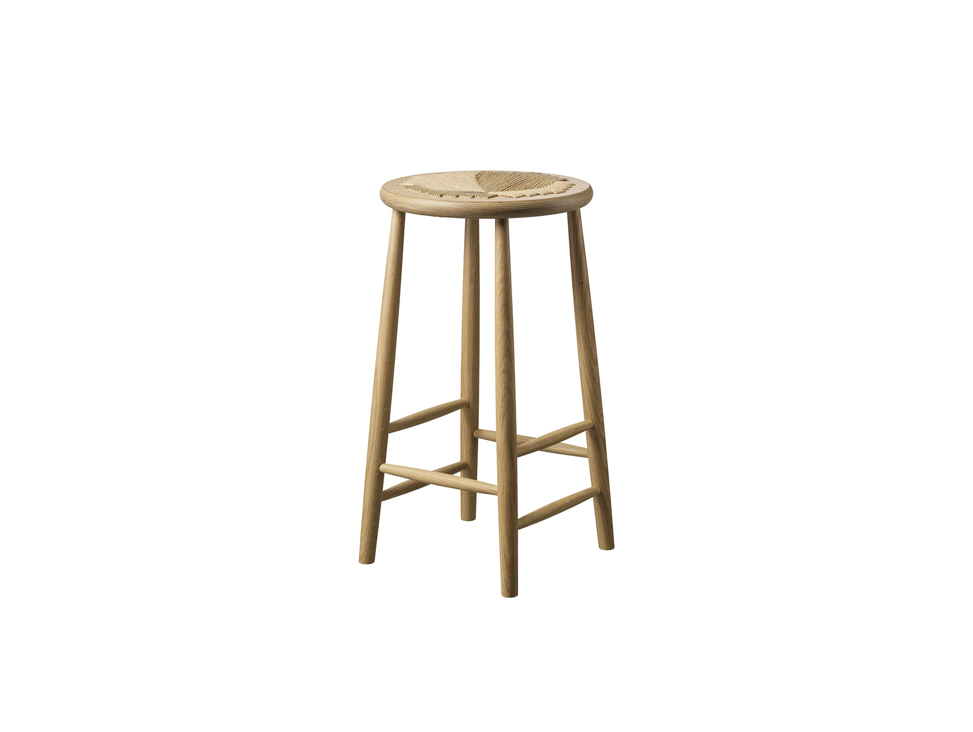 J165B Counter Stool by FDB Mobler - Base: Lacquered Oak / Seat: Nature Paper Cord
