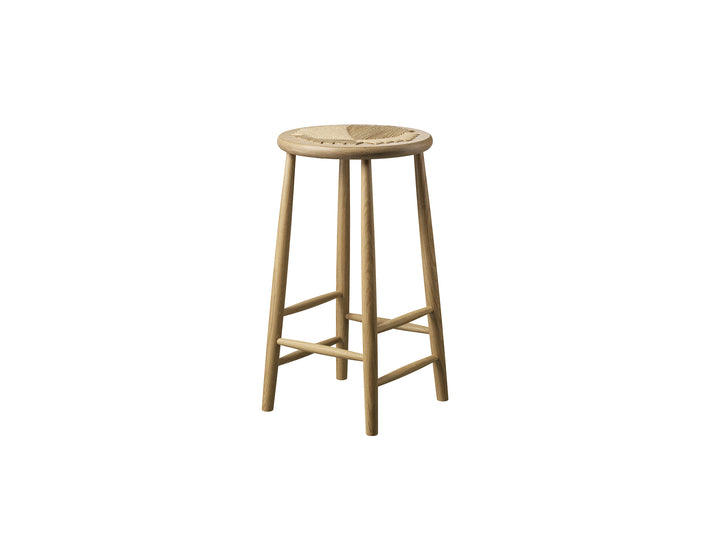 J165B Counter Stool by FDB Mobler - Base: Lacquered Oak / Seat: Nature Paper Cord