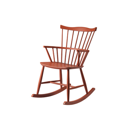 J52G Rocking Chair by FDB Mobler - Brick Red Painted Beech