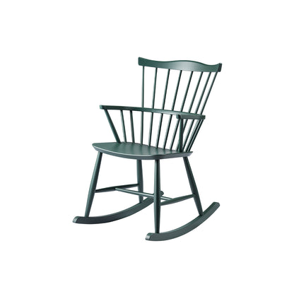 J52G Rocking Chair by FDB Mobler - Black Green Painted Beech
