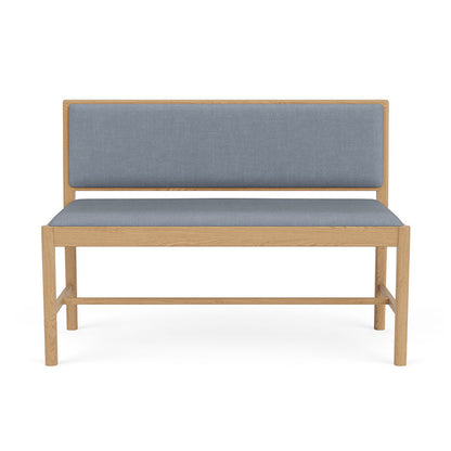 J176 Sonderborg Bench by FDB Mobler - Lacquered Oak / Ploegwool Blue 04