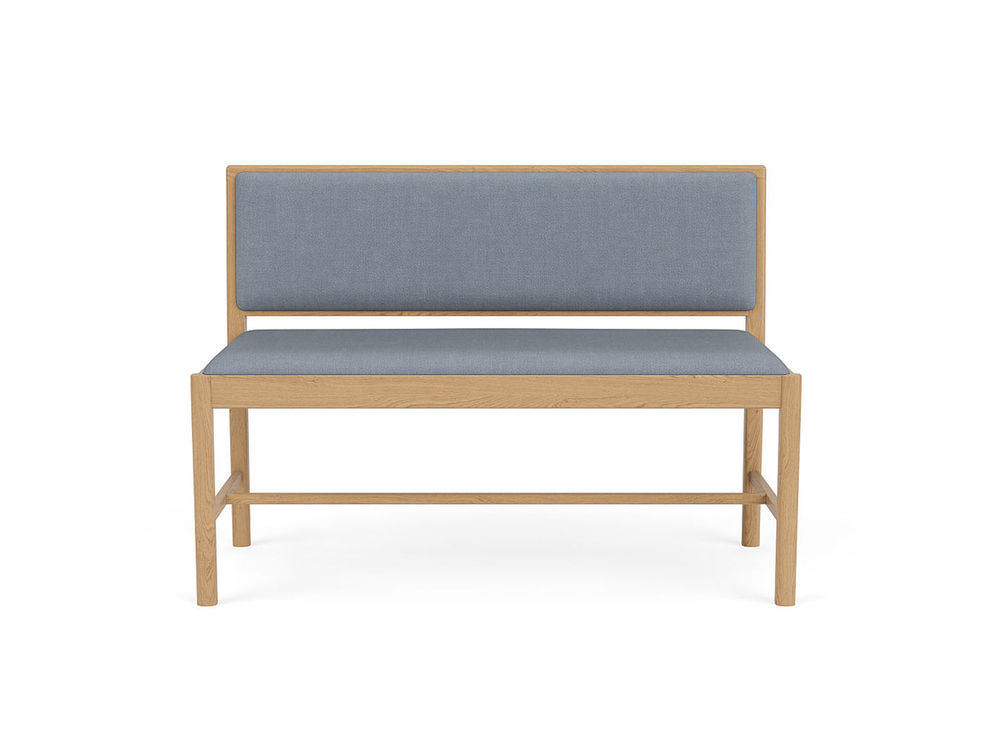 J176 Sonderborg Bench by FDB Mobler - Lacquered Oak / Ploegwool Blue 04