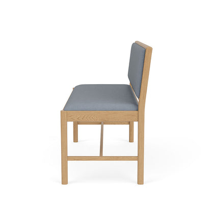 J176 Sonderborg Bench by FDB Mobler - Lacquered Oak / Ploegwool Blue 04