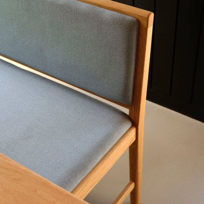 J176 Sonderborg Bench by FDB Mobler - Lacquered Oak / Ploegwool Blue 04