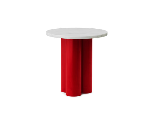 Dit Side Table by Normann Copenhagen - Bright Red Base / White Carrara