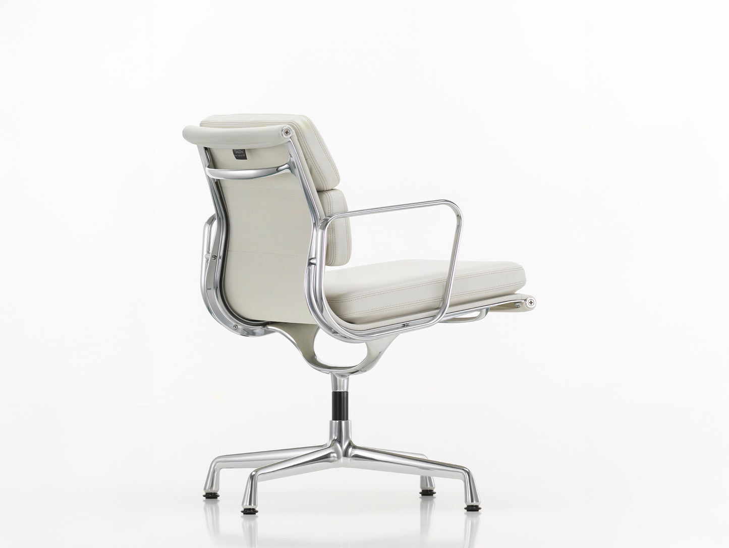 Soft Pad Conference Chair EA 208 by Vitra - Polished Aluminium / Seat: Snow Premium F Leather / Back: Plano White (L50)